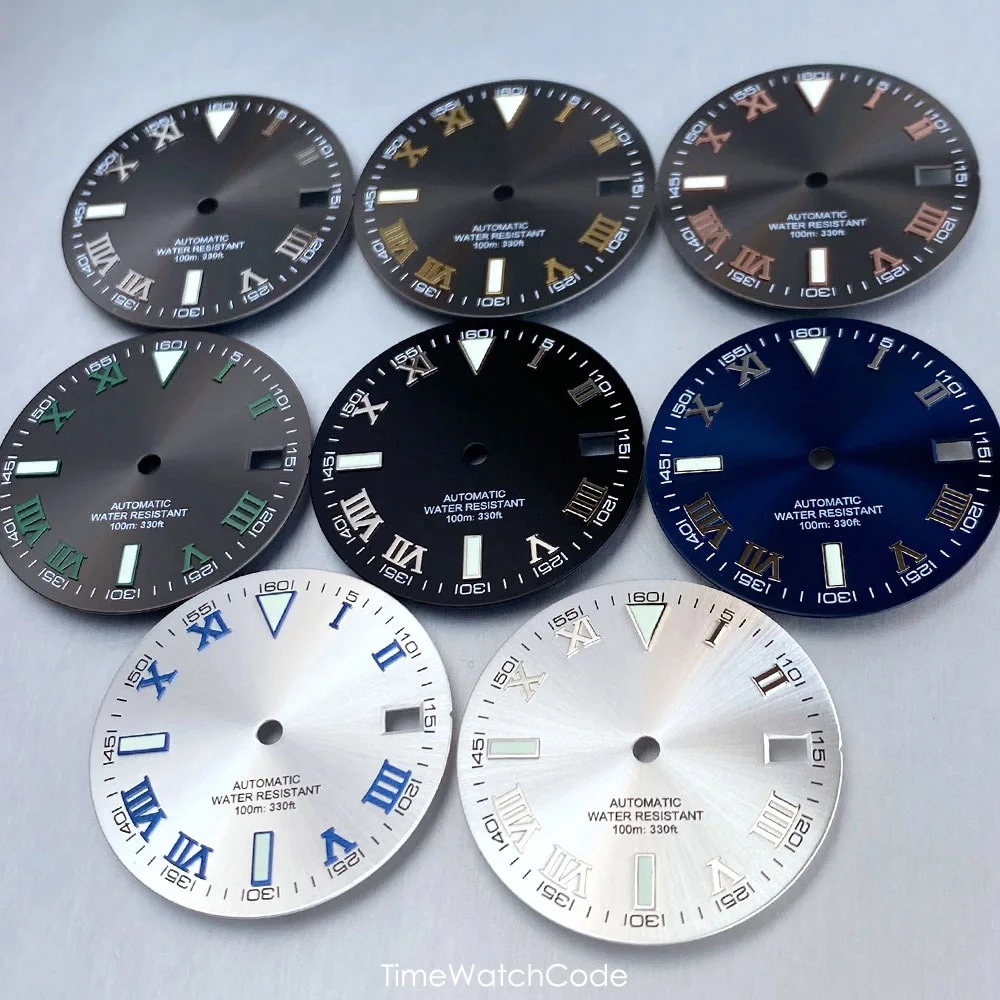 Roman Numerals Watch Dial Sunburst MOD Dials Parts 29mm Used for NH35 Miyota8215 ETA2824 PT5000 ST2130 SW200 DJ Hands Luminous