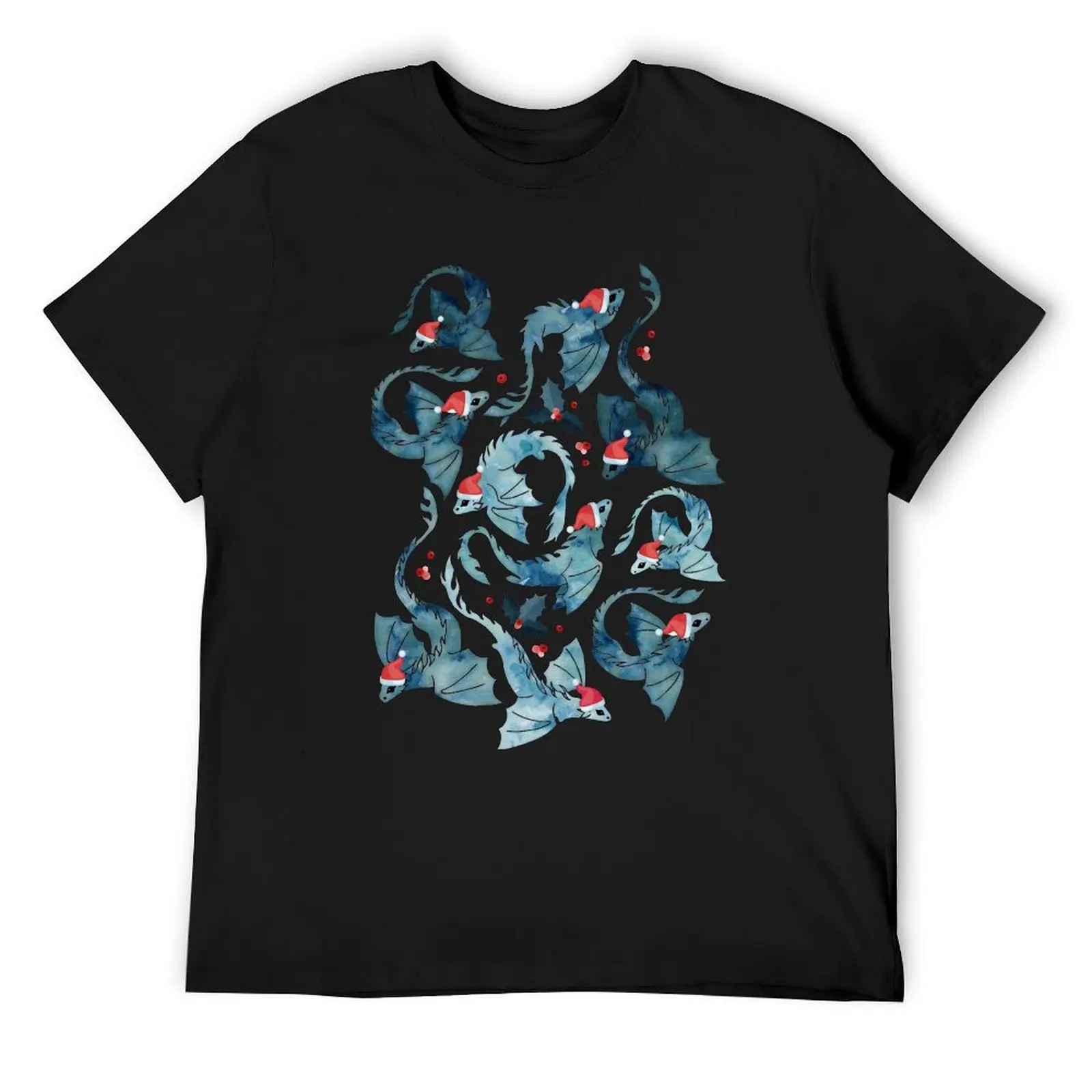 

Dragon fire blue Christmas holly T-Shirt T-shirts oversize blanks tops for a boy workout shirts for men