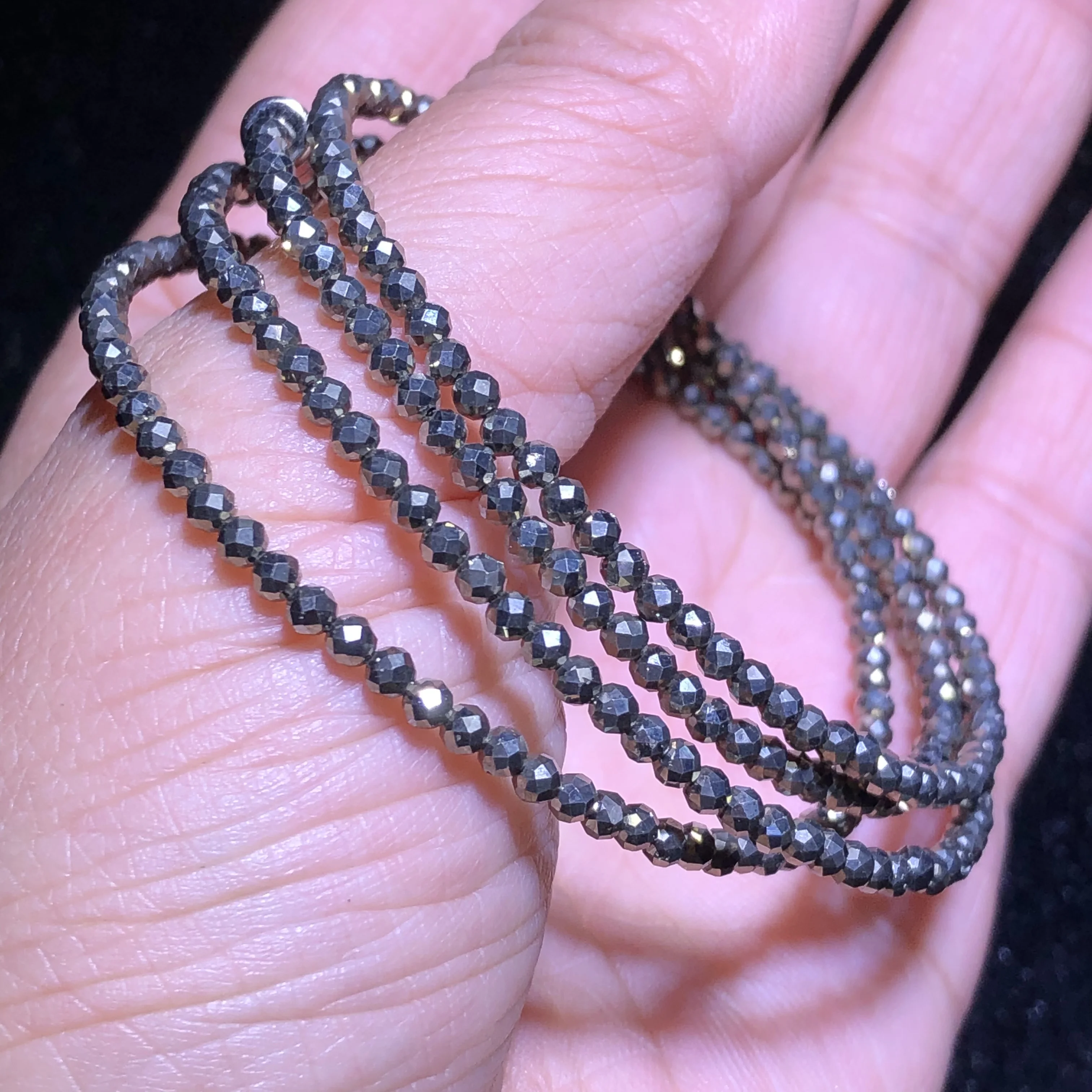 1 Pc Fengbaowu Natural Chalcopyrite Pyrite Bracelet Round Faceted Beads 4 Loops 71CM Reiki Healing Stone For Women Men view 6