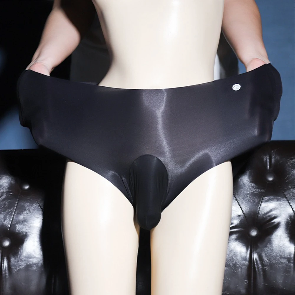 

1pc Sexy Men Seamless See Through Ice Silk Pouch Panties Briefs Underwear High Waist Solid Color Lingerie