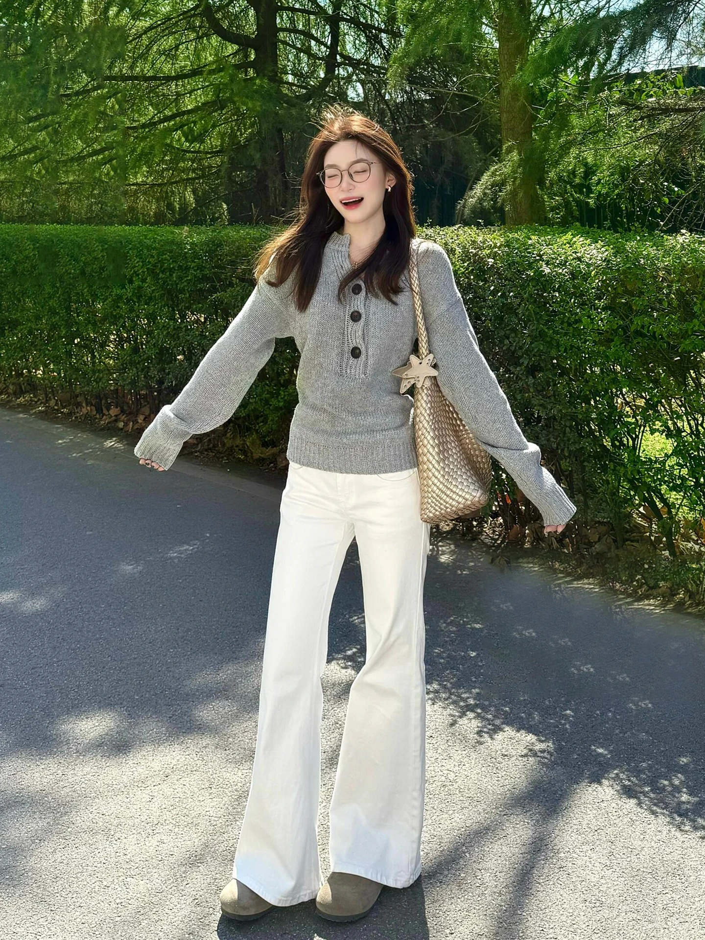 High Waist Flared Jeans Women's New 2026 Slimming Bootcut Not Tight Small Stature Floor-Length  Hoof Pants Casual Style