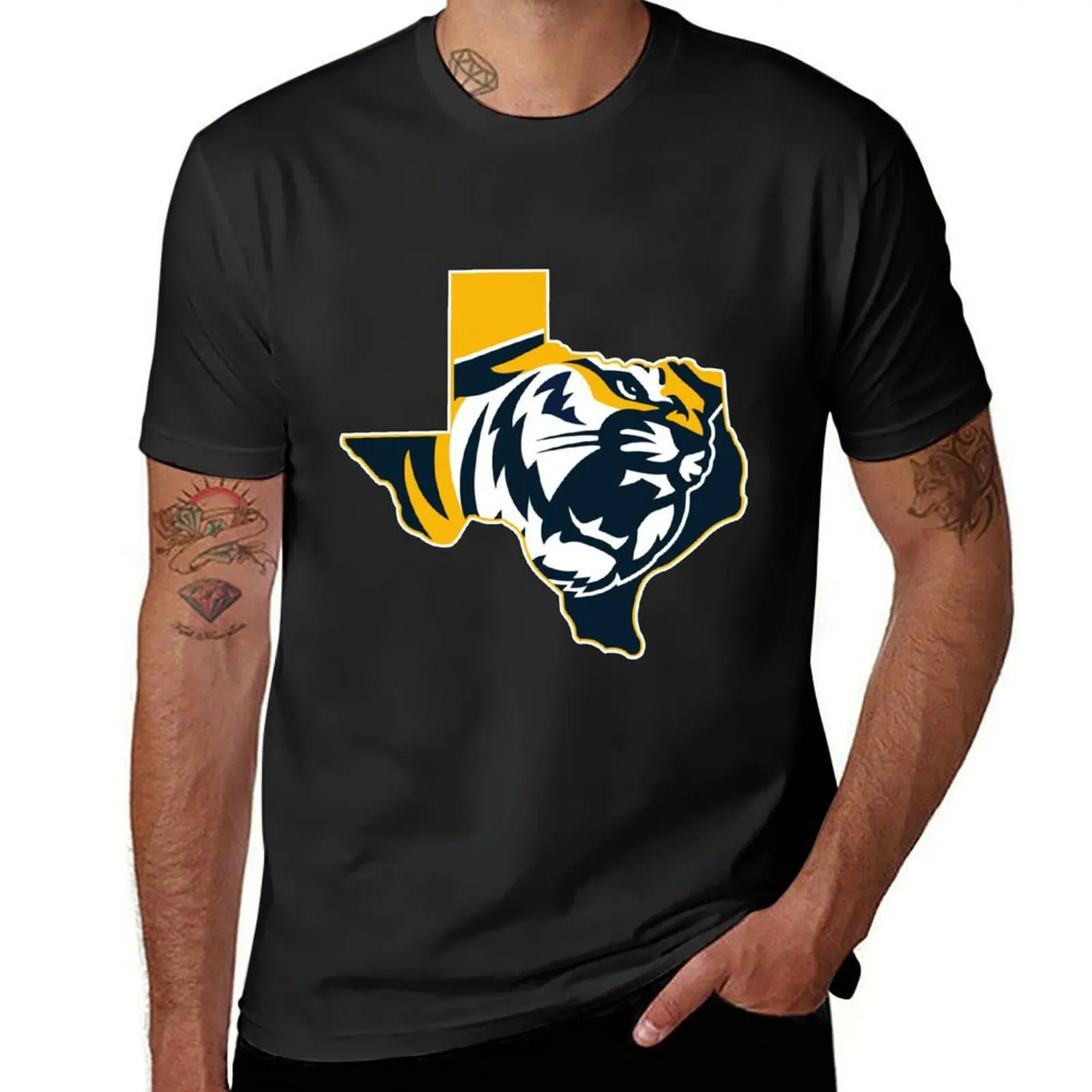 

The East Texas Baptist Tigers Sticker T-Shirt plus sizes oversizeds kawaii clothes Short sleeve tee men t shirt