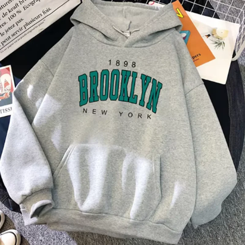 1989 Brooklyn New York Printed Women Hoodies Fashion Fleece Hoody Creativity Pullover Clothing Street Loose Sweatshirts Women\'S