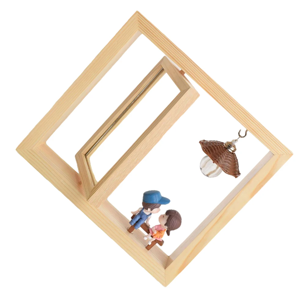 Couple Photo Frame Decoration Picture Frames Rotary Pine Wood Creative Electronic Component Lovers Cartoon Rotatable Insert Mini