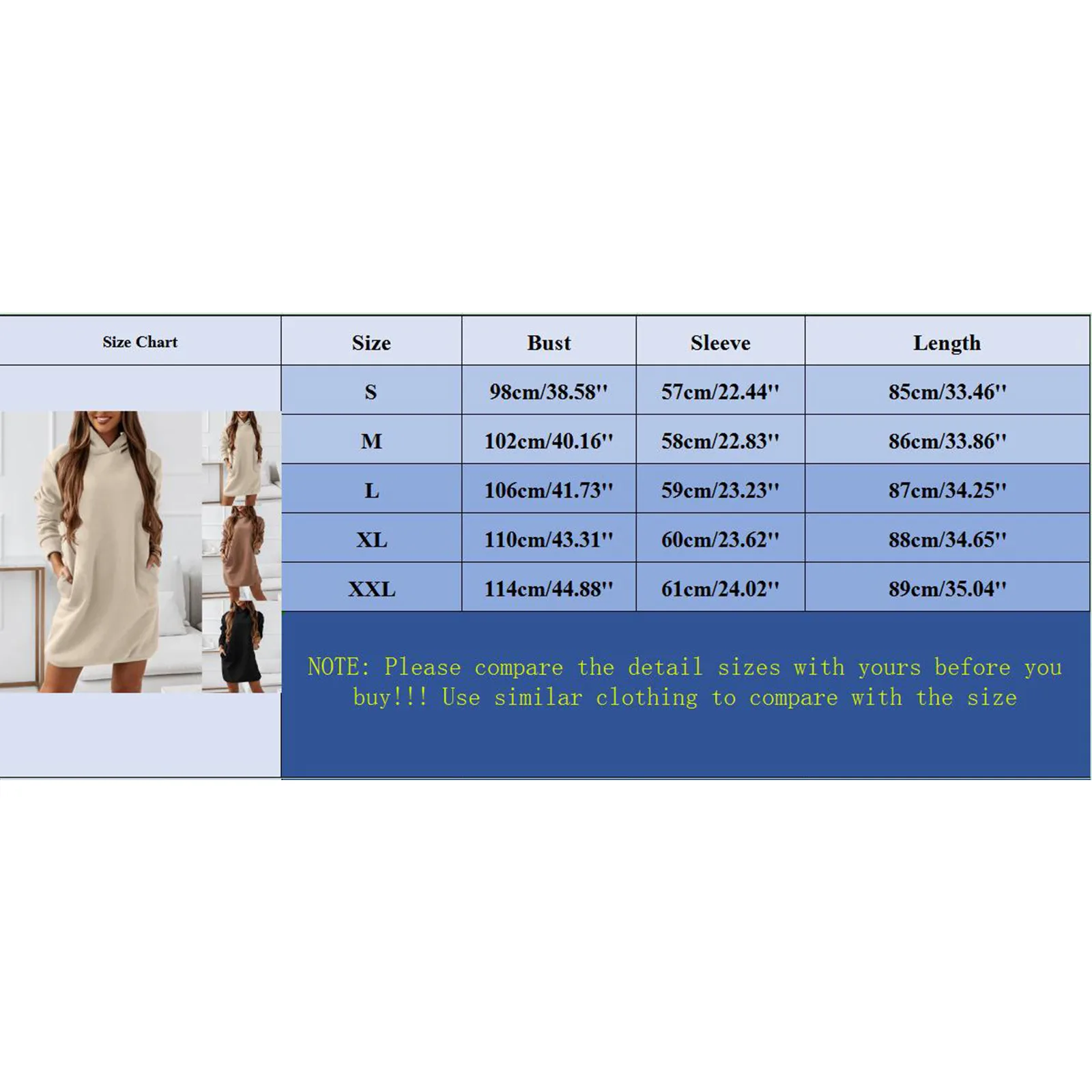 2024 New Woman Sweatshirt Dress Hoodies Autumn Winter Sweatshirts Warm Long Sleeve Solid Color Hooded Long-sleeved Hoody Dress