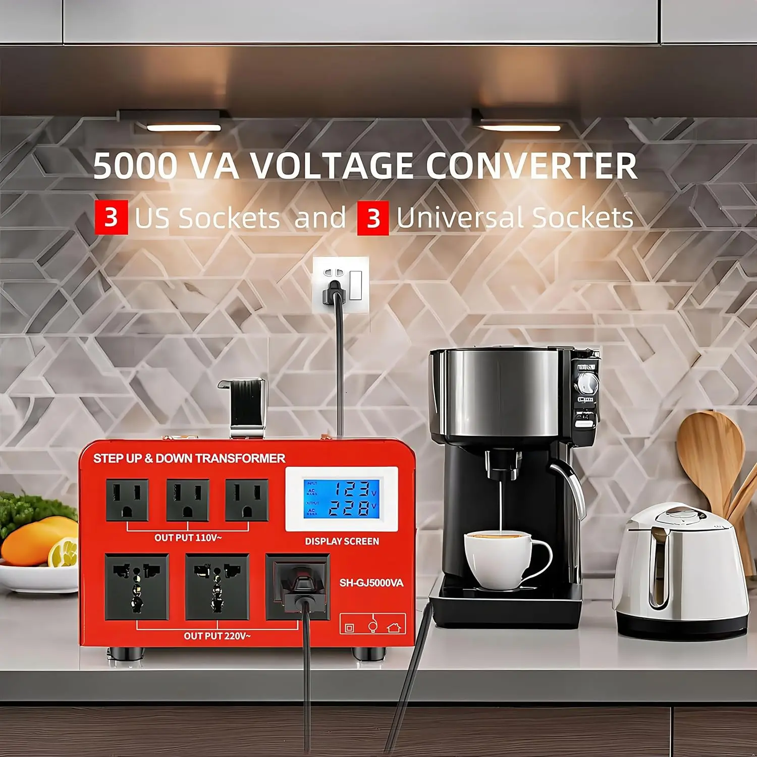 

5000W 8000W Transformer Single Phase 220v To 110v Converter Multiple Sockets Power Transformer Household Appliances