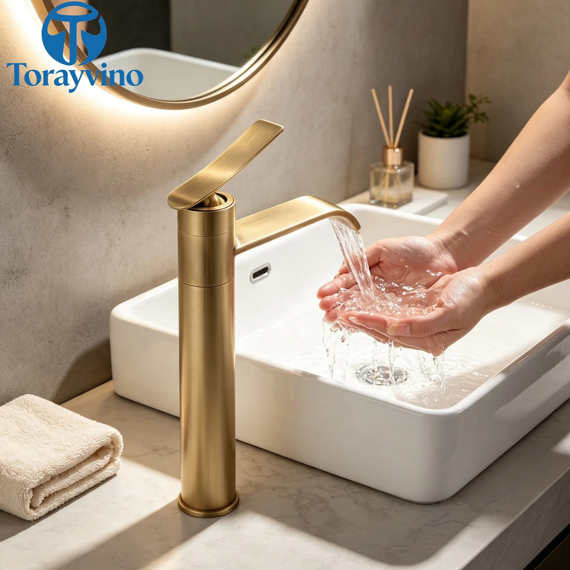 Torayvino Luxury Black Antique Brass Bathroom Basin Faucet Vessel Sink 360 Swivel Waterfall Hot Water Faucets Bath Mixer Tap