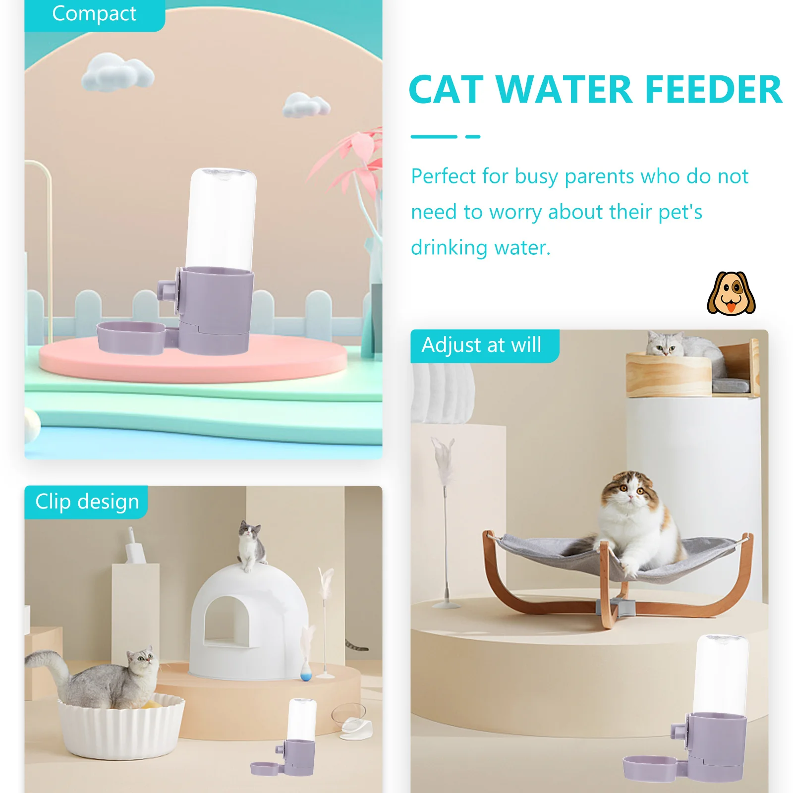 

Automatic Pet Waterer Sturdy Material Dog Cage Water Bowl Cat Feeding Tool Compact Portable No Worry Drinking Rabbit Feeder