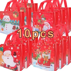Christmas Non-woven Tote Bag Merry Christmas Santa Claus Snowman Reindeer Pattern Candy Cookie Packing Bags Home Party Supplies