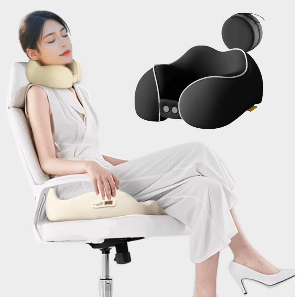 

Portable Memory Foam Neck U-Shaped Pillow Slow Rebound Mesh Travel Bag Pillow Hump Car Throw Pillow Pillowcase Storage Bag