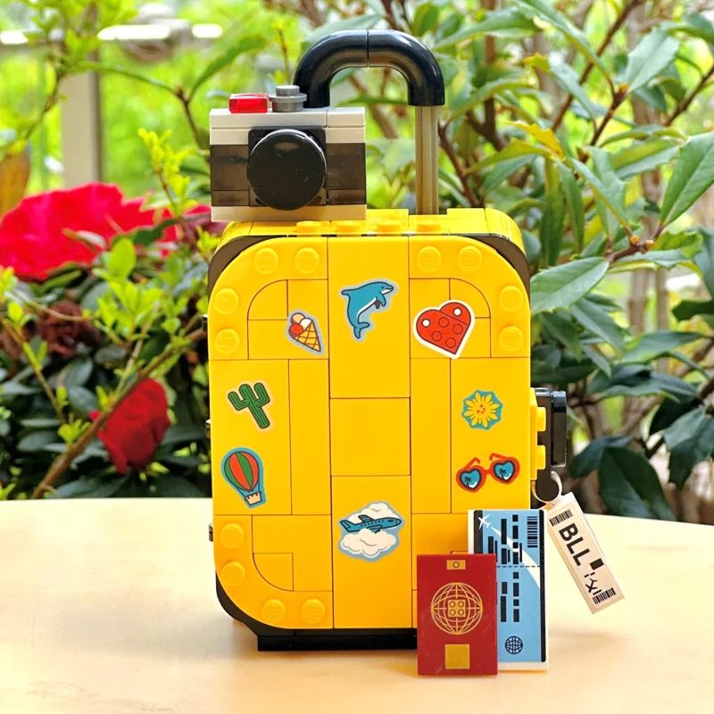 Maleta de Viaje Amarilla, Rompecabezas, Juguete de Construcción, Modelo Eonal para Adultos, Decoraciones, Regalo para Niñas, Serie de Juegos de Ingenio