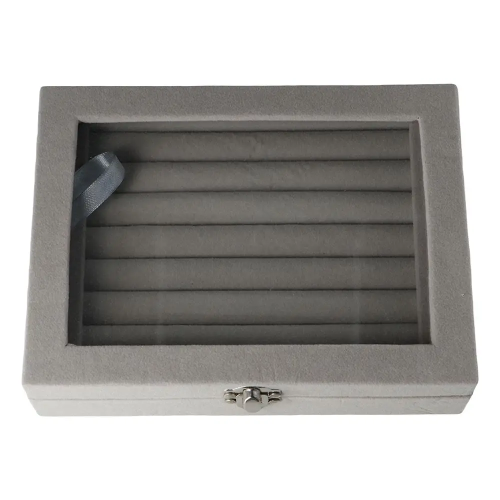 Fashion Portable Earring Velvet Necklace Ring Storage Case Display Tray Holder Jewelry Show case Organizer Box