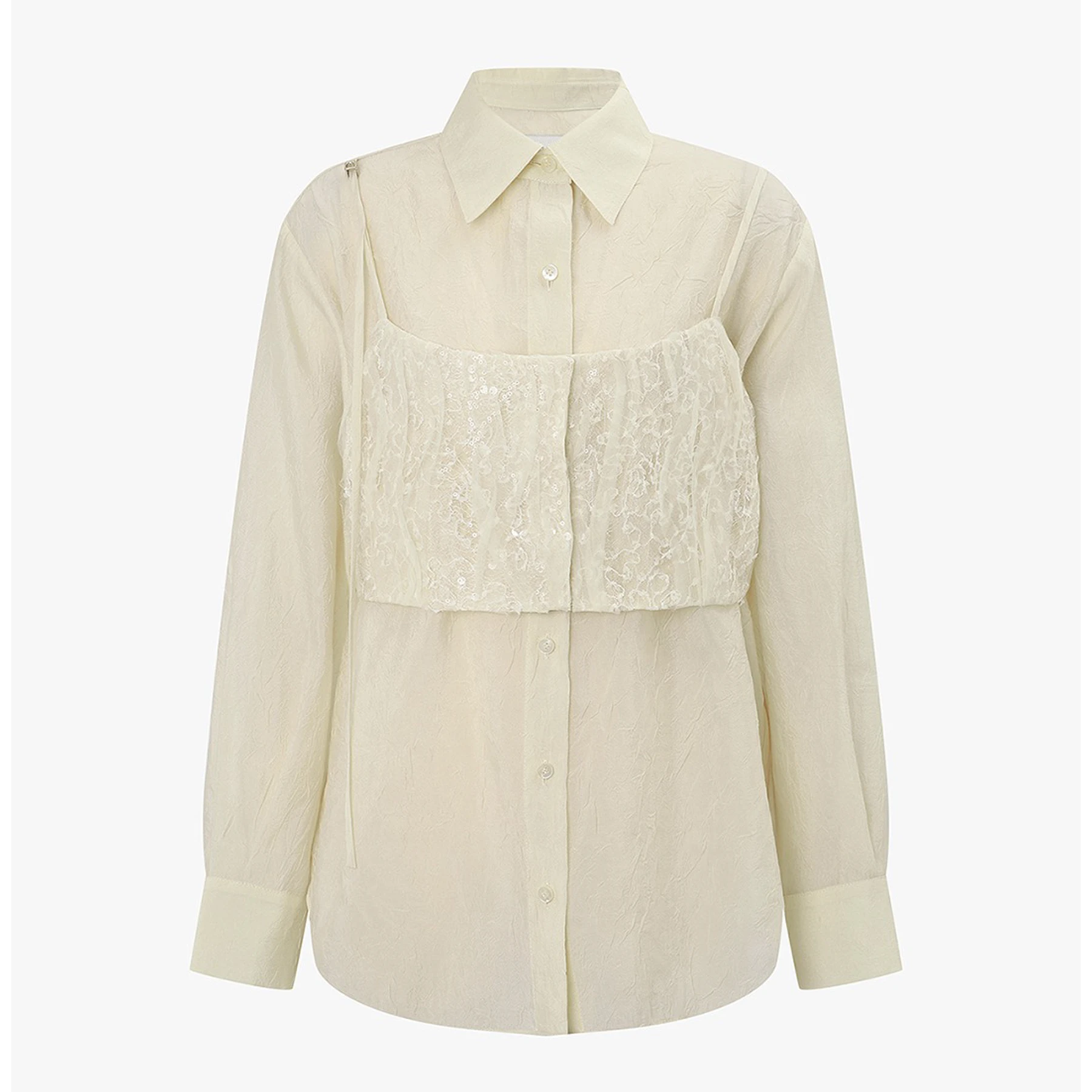 Ele Lemon Cheese MCHAA 25 Inizio autunno Colletto a strati irt pieghettato Set in due pezzi Busin da donna Casual Vestibilità ampia Lunga...