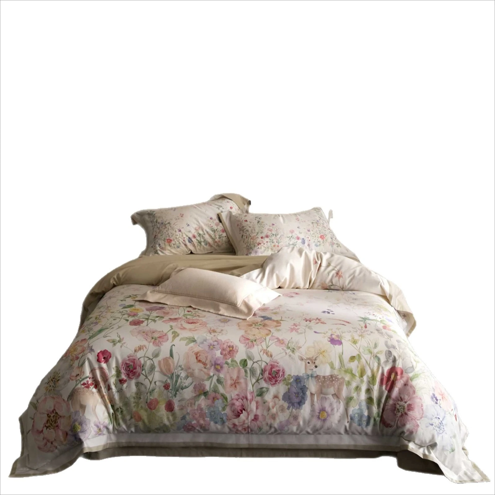 140s Xinjiang long-staple cotton printing four-piece set, super soft pure cotton cotton high-end light luxury kit
