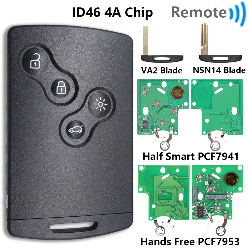 Świetny zdalny kluczyk samochodowy ID46/4A Chip Half Smart/Hands Free do Renault Megane 3 Laguna 3 Grand Scenic Koleos Fluence Clio IV Captur — 2