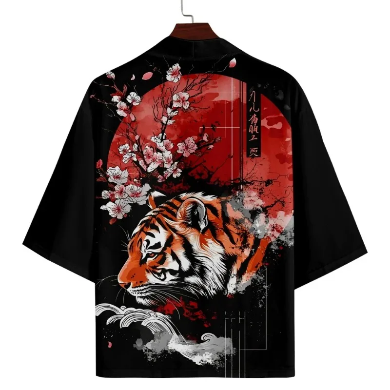 

Black Tiger 3D Printed Japanese Kimono Kids Fashion Japan Anime Cosplay Cardigan Yukata Summer Beach Men Women Traditional Haori