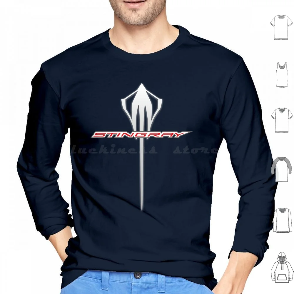 New Stingray Logo Hoodie cotton Long Sleeve Car Muscle Car American Emblem Stingray Vette Classic Hemi Cuda V8 Racing