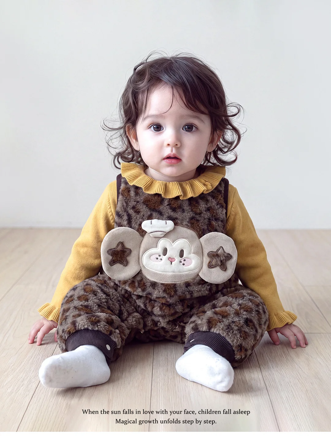 Onesie 2026 Autumn and Winter Girls New Children's Clothing Korean Style Girl Baby Plus Velvet Cute Leopard Cartoon Onesie