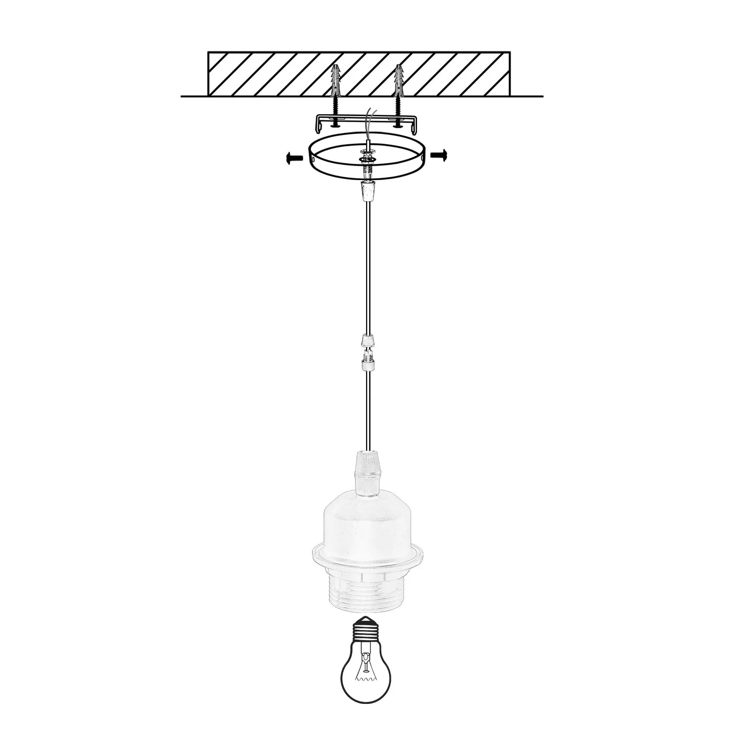 Support de Lampe Suspendue Minimaliste Vintage, avec Câble de 1m/1.5m, Socle de Fixation pour Abat-Jour