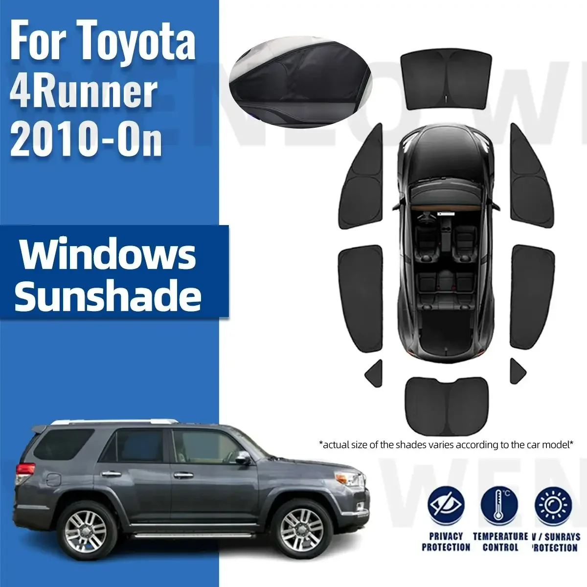 

For Toyota 4Runner 2010-2022 2023 Full Cover Front Windshield Frame Curtain Car Sunshade Shield Rear Side Window Sun Shade Visor