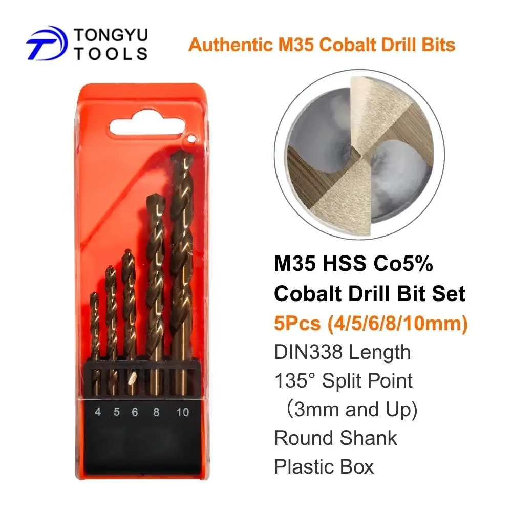 M35 Kobalt-Bohrerset 5-teilig 4-10mm Metrisch HSS Co5% DIN338 Spiralbohrer für Edelstahl Hartmetall – Detail 4