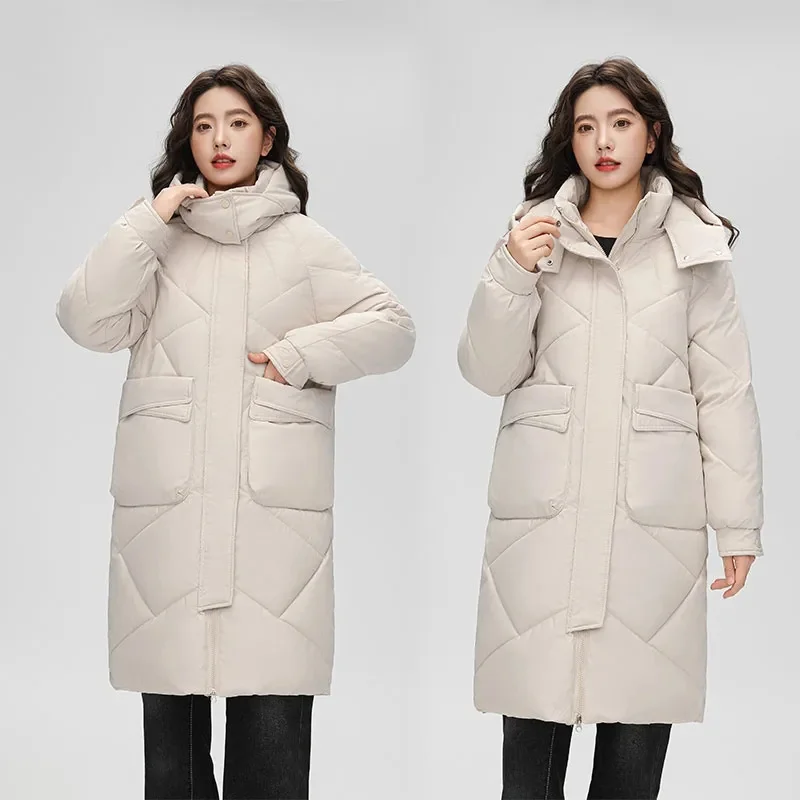 2025 Thick down parka women with hood down jacket winter coat cultivate morality fashion eiderdown hoodie with parkas