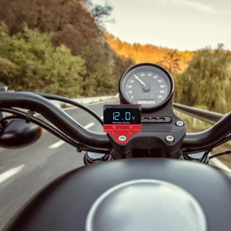 Meteran voltase Digital sepeda motor, meteran pengukur voltase Digital 12V dengan tampilan Led untuk voltase mobil, meteran Audio mobil tahan air