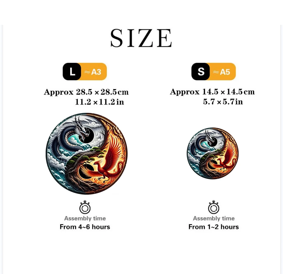 Dragon and Phoenix Theme Wooden Puzzle, Uniquely Irregular Animal Shaped Toys, Creative Handmade Decorations, Holiday GifT