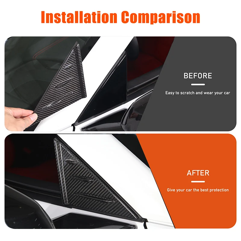 Real Carbon Fiber For Chevrolet Corvette C8 Z51 Z06 2020-2024 Rearview Mirror Side Triangle Spoiler Trim Sticker Car Accessories