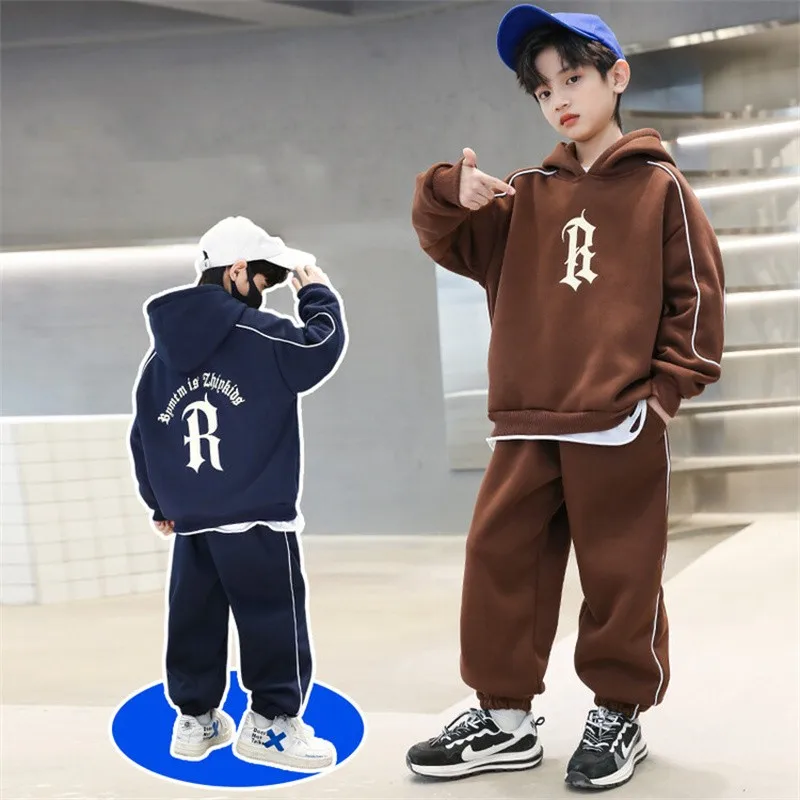 

Boys Sweatshirts +Pants Kids Suits Tracksuit 2PCS/Set 2023 Brown Spring Autumn Cotton Birthday Gift Children Clothing