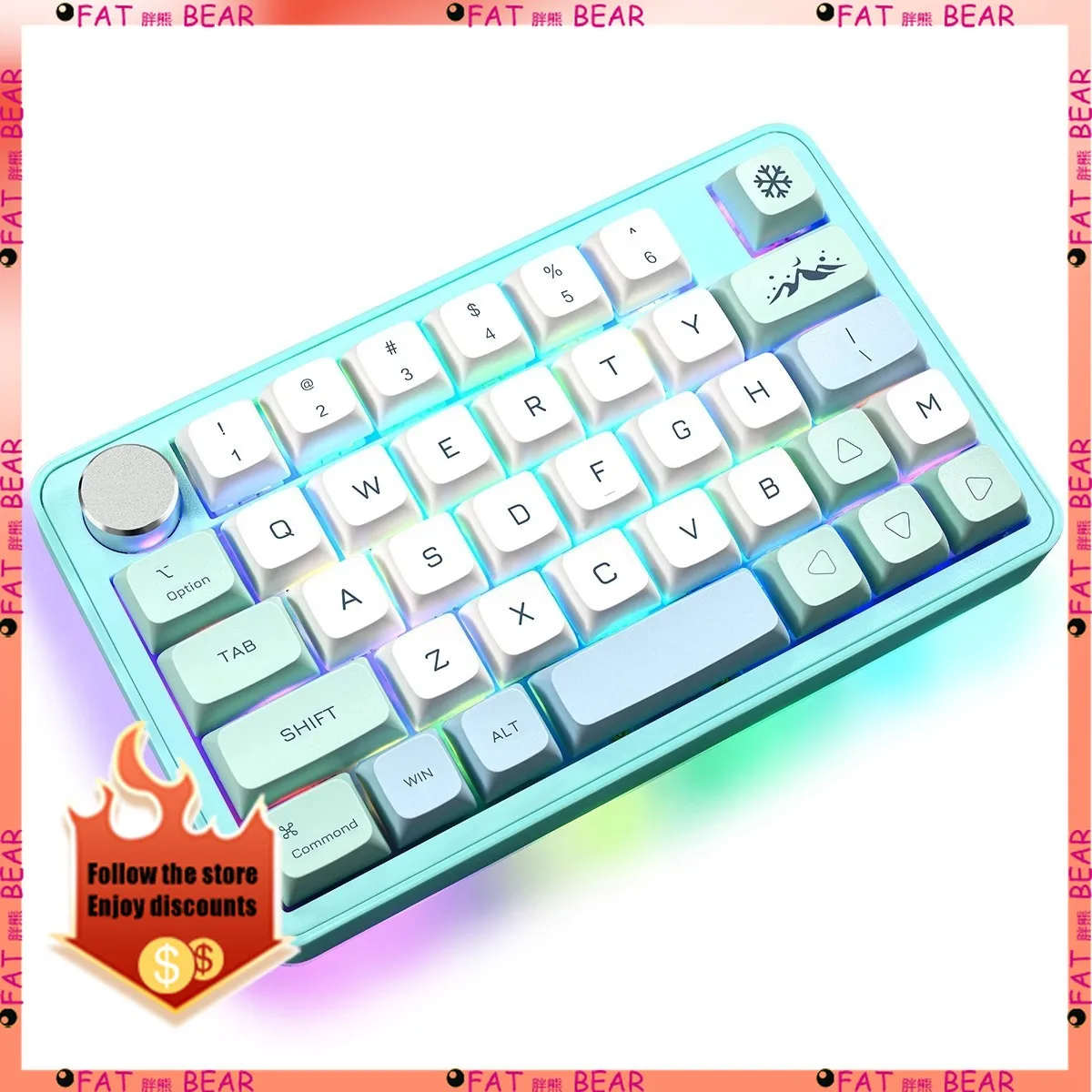MK40 Mechical Keyboard Macro Programming RGB Customized Wired Knob One-Hand Left-Hand Gaming Keyboard 38Keys Laptop Accessory