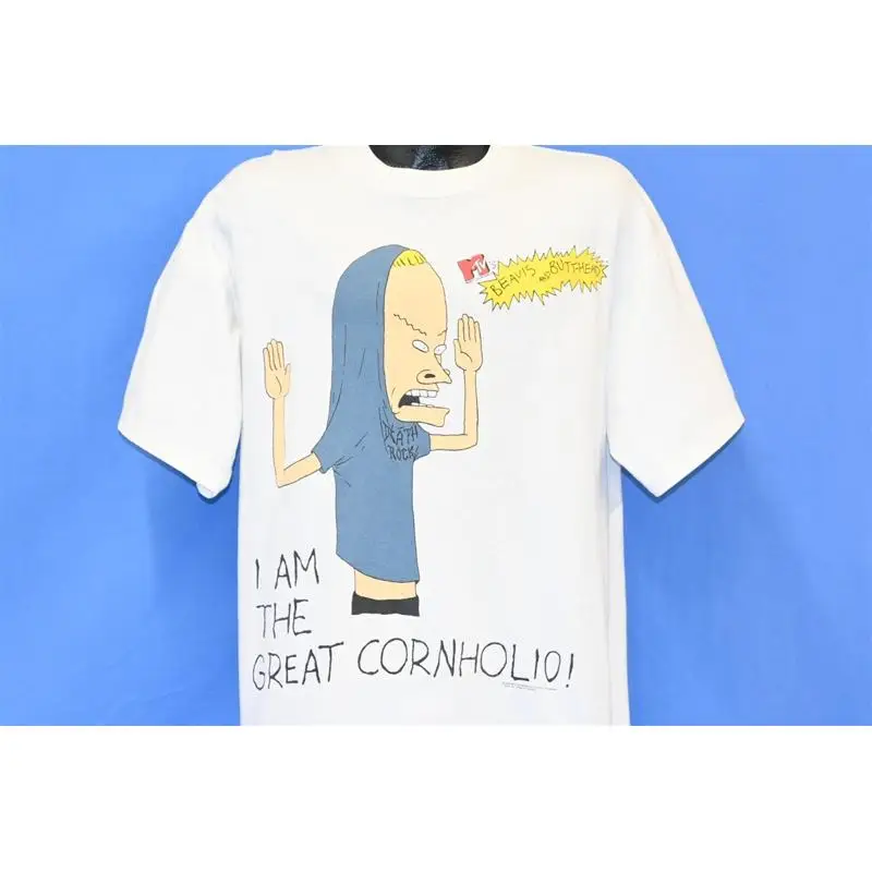 vintage 90s BEAVIS & BUTT-HEAD I AM THE GREAT CORNHOLIO! MTV CARTOON t-shirt XL