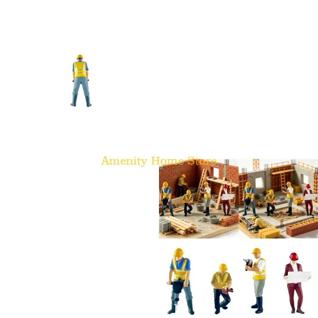 F26C Detailed Construction Worker Figures 1/64 Scale Resin Collectible Display Decors