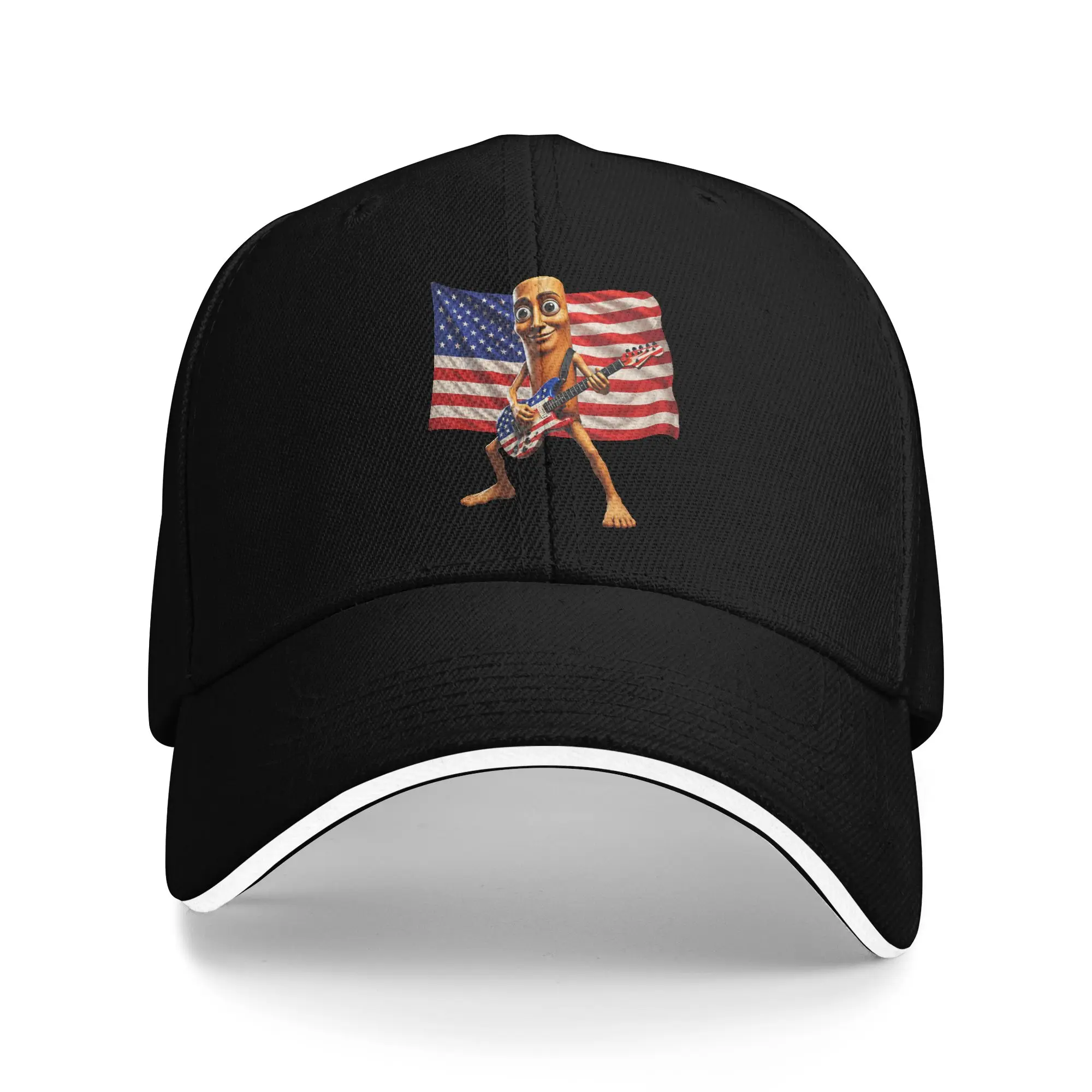 Brainrot 4th July US Flag America Tung Sahur Electric Guitar Sun Baseball Cap Summer Design Trucker Hat Outdoor Baseball Caps