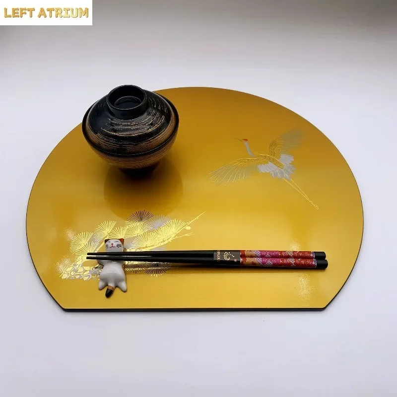 1PC Placemat Japanese Table Mat ABS Semi-round Tray Non-slip Insulation Household Restaurant Waterproof