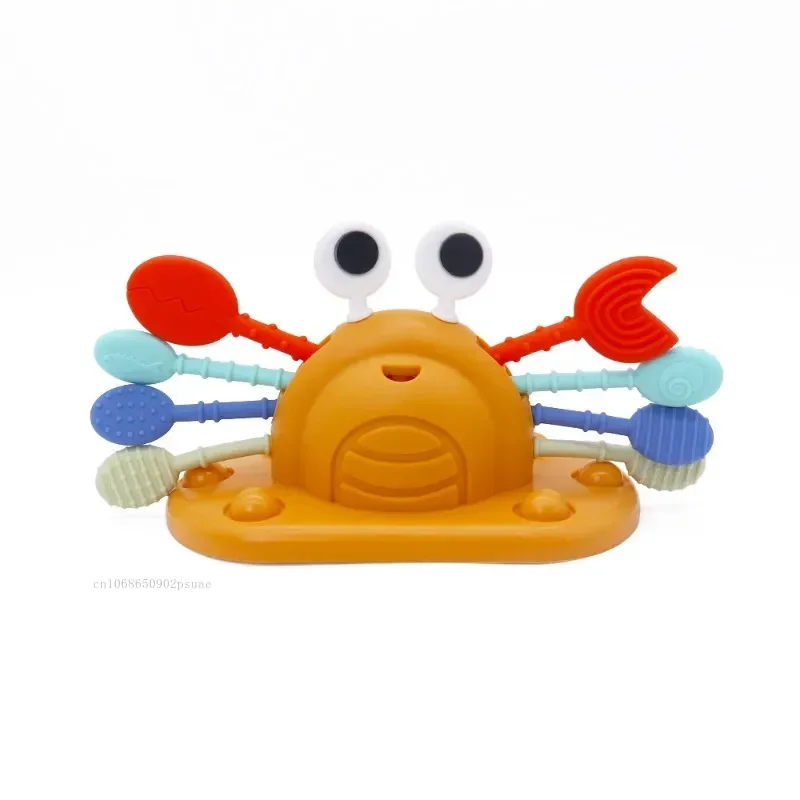 Bebê caranguejo brinquedos sensorial corda mordedor silicone educação precoce brinquedos de treinamento silicone puxar corda atividade brinquedo animais 1 pçs