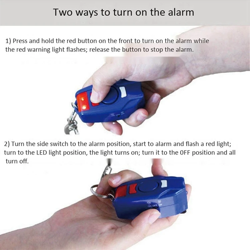 2X Alarm 120DB Girl Women Security Protect Keychain LED Light Emergency Safe Sound Anti-Attack Personal Alarm