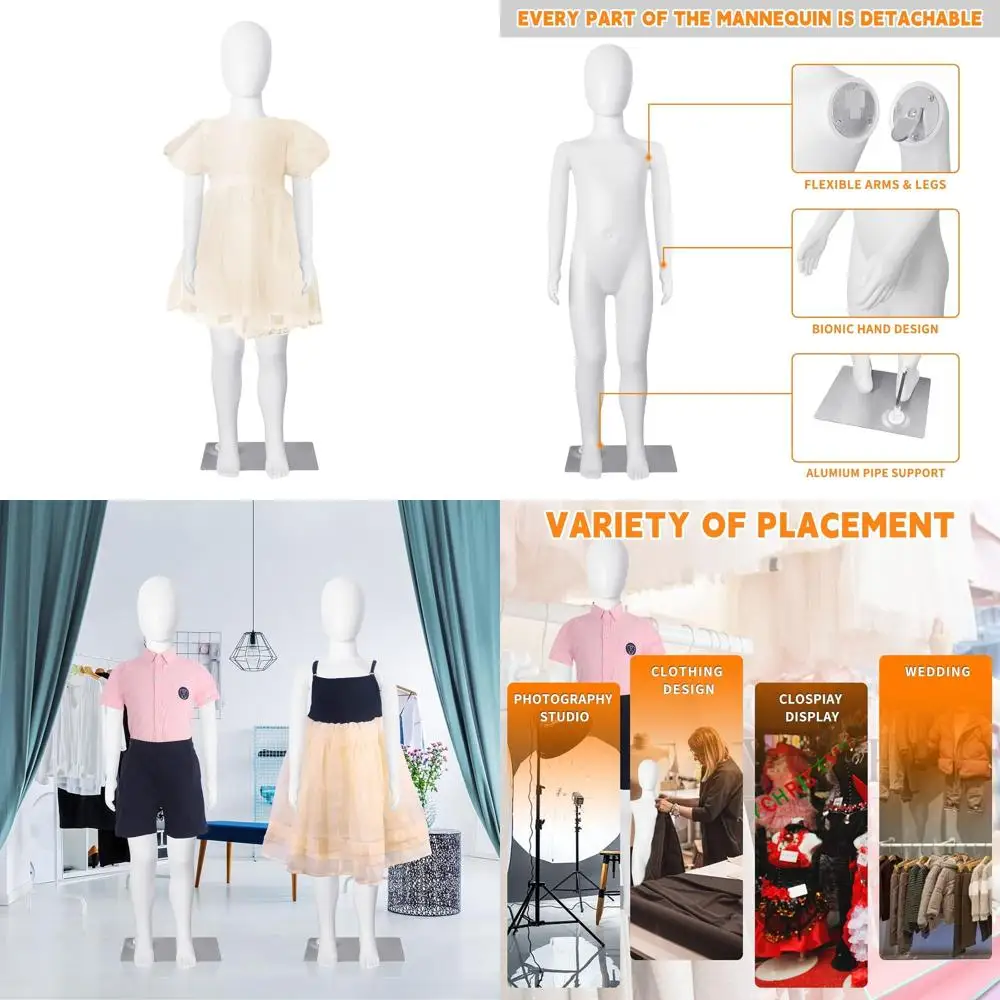 

Adjustable Child Mannequin with Detachable Body, Realistic Display, Metal Base, 43.3 Inches