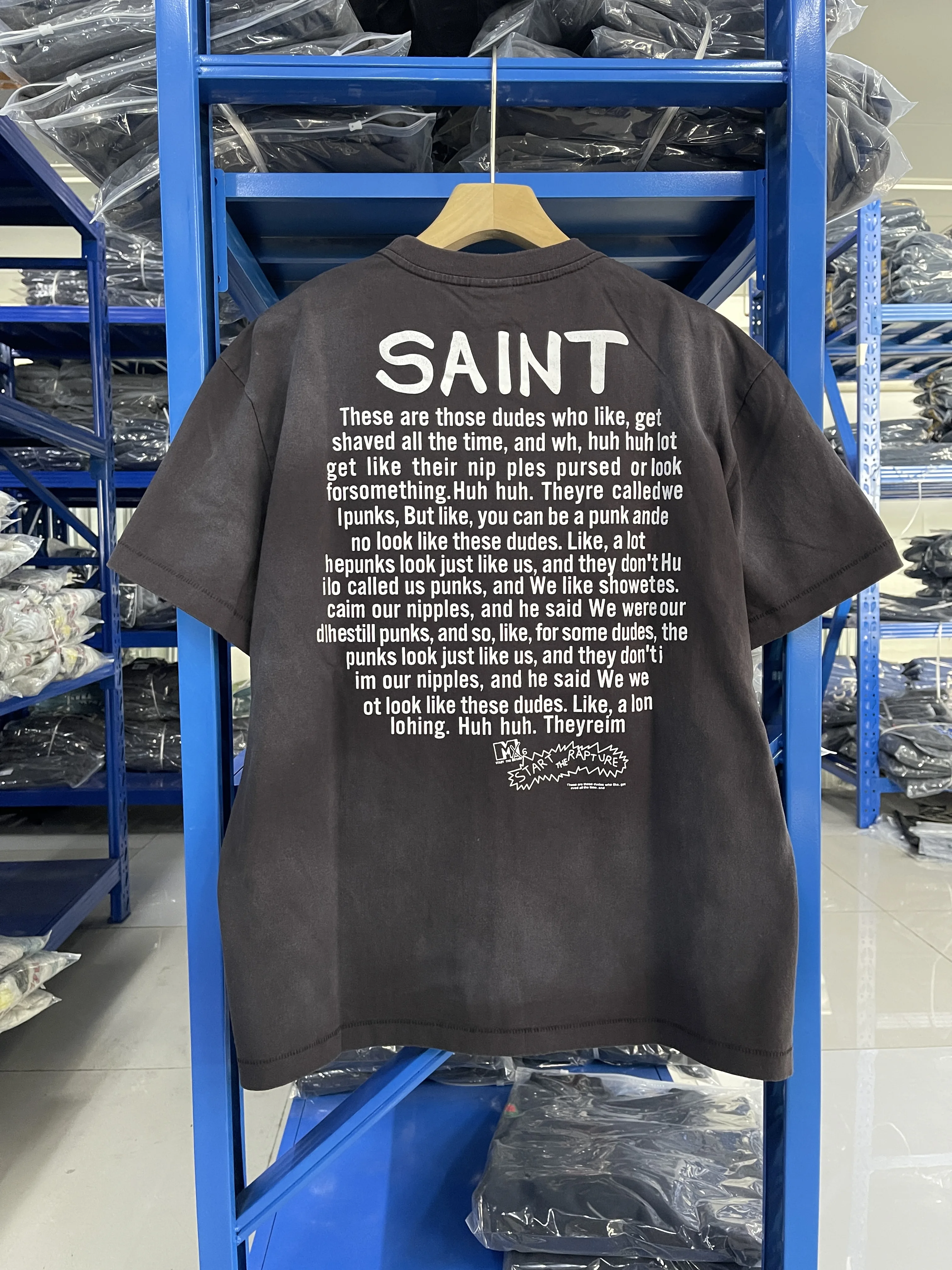 Vintage Saint High Quality High Street Pattern Letter Print Retro Washed Loose Oversized Short Sleeved Casual Cotton T-shirt