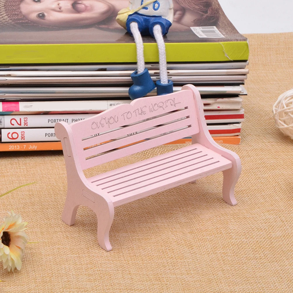 

Pink Chair Props Miniature Bench Couch Simulated Furniture Wooden Stool Home Decor Ornament Child