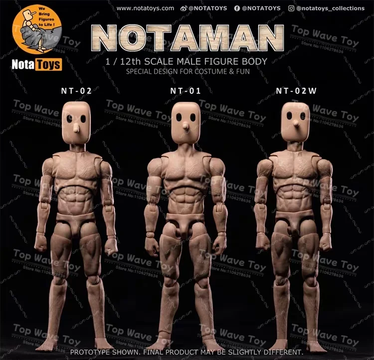 New Stock Notaman NT-01 NT-02 1/12 Strong Muscular With Square Head Long Nosed Joint Body 16.5cm Male Soldier Action Figure Toy