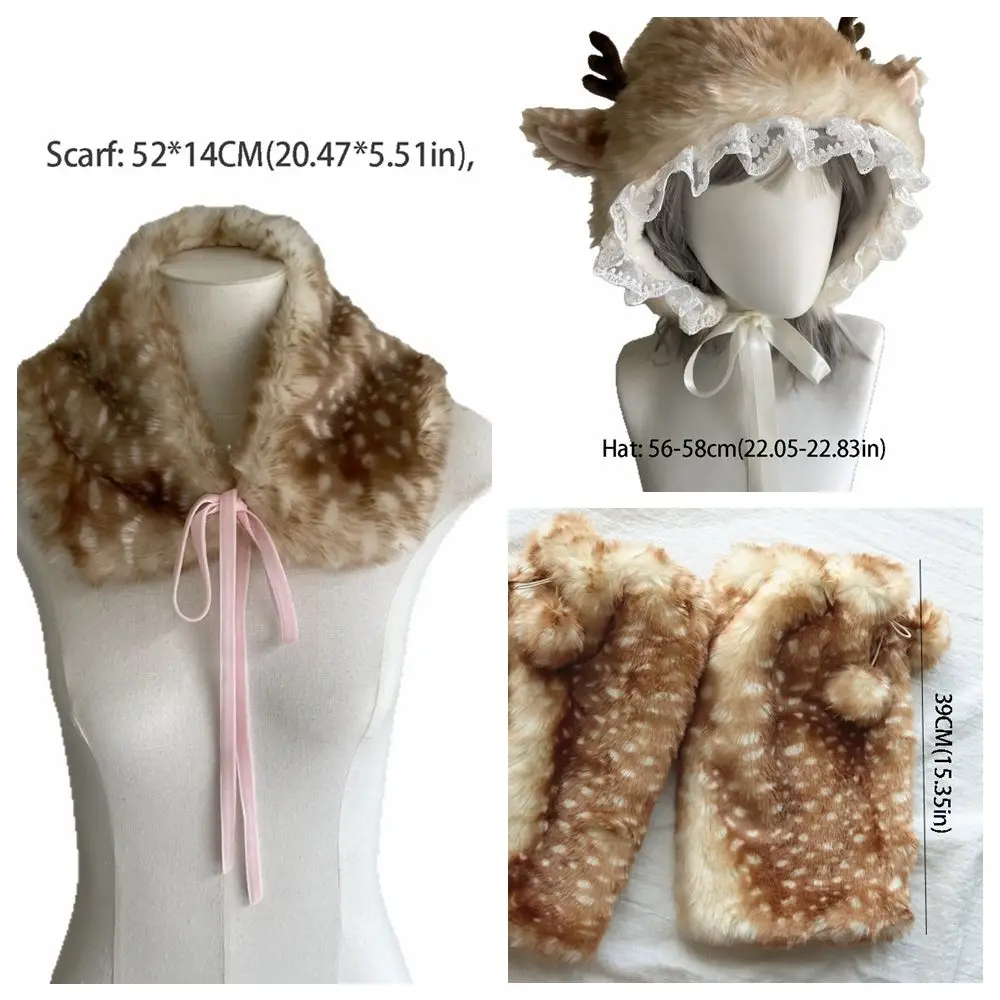 Thick Deer Pattern Faux Fur Scarf Warm Faux Mink Fur Cross-tie Scarf Leg Cover Animal Print Mink Fur Fake Collar Christmas 6