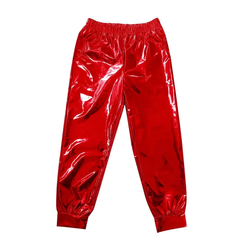 Loose Leggings For Women Metallic Shiny Pants Street Fashion Gold Stamped Trousers Pantalones De Mezclilla De Mujer