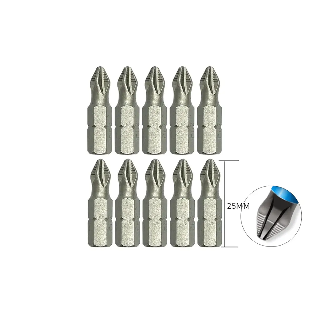 10Pcs PH2 Magnetic Batch Head Cross Screwdriver Bits Hardness Impact Drill Screwdriver Bit