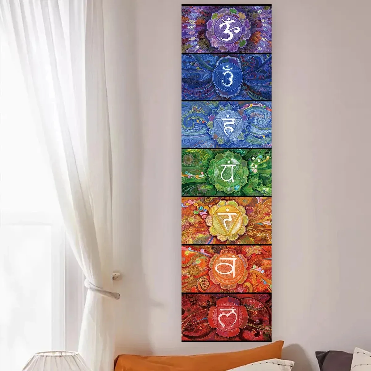 VIKAMA Seven Spectrum Energy Mandala Wind Tapestry Easy to I