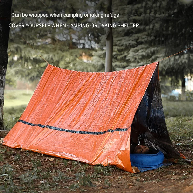 Portable Outdoor Disaster Relief Tent Camping Temporary Simple Sleeping Bag Warm First Aid Blanket Triangular Tent