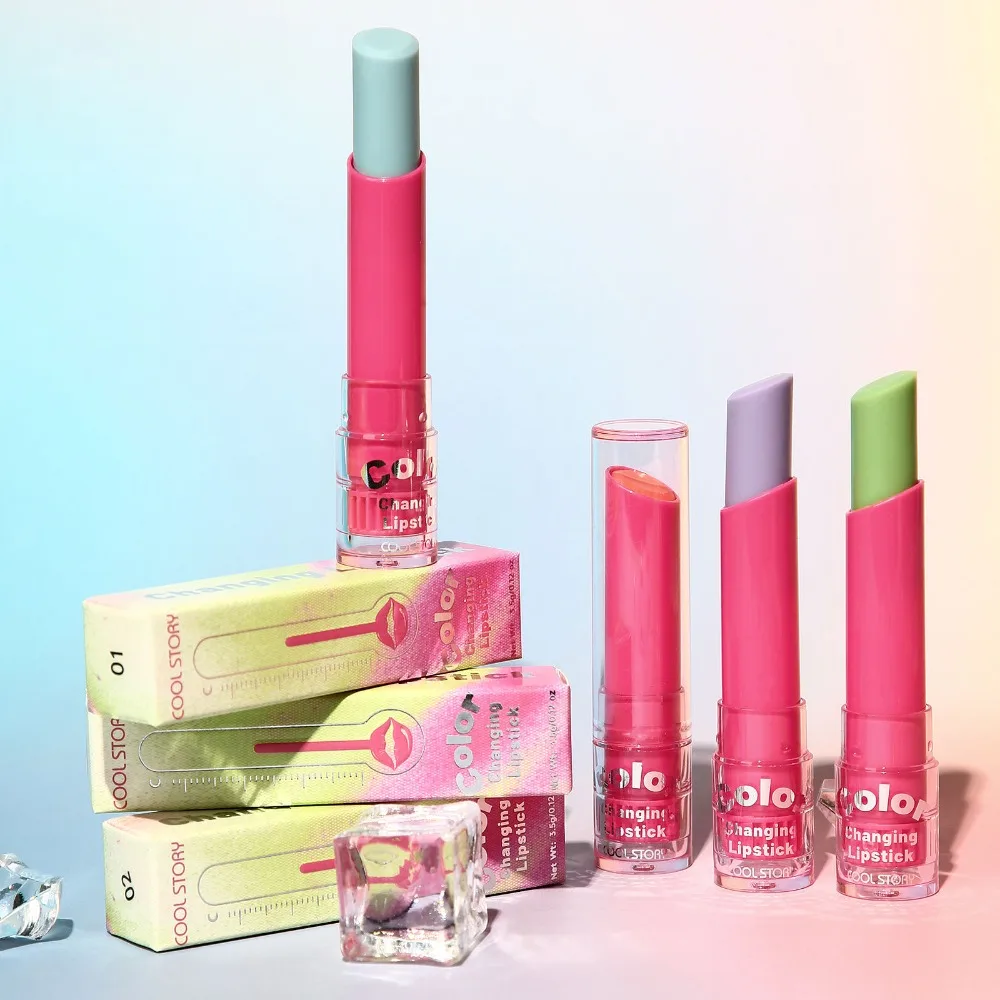 Balsam do ust zmieniający kolor, nawilżający, tintowany błyszczyk, szminka z efektem termicznym, przezroczysta do krytejskiego zakrycia, naturalny efekt różu, nawilżający dla suchych ust.