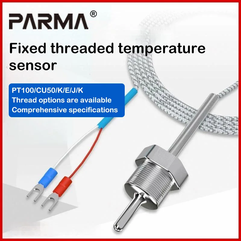Waterproof Fixed Thread Thermoresistor 4mm x 2mm PT100 Temperature Sensor K-Type Pipe Thermocouple