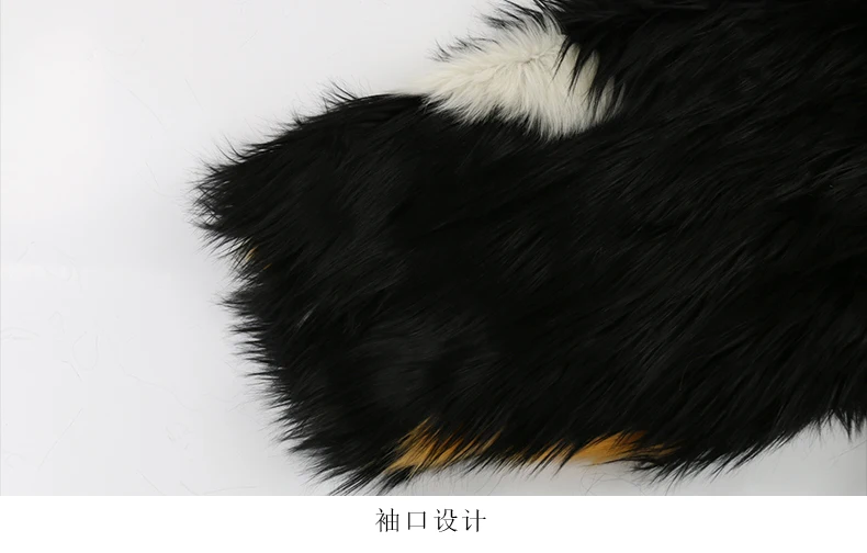 Nerazzurri Winter Extra Long Thick Warm Colorful Soft Hairy Fluffy Faux Fox Fur Coat Women Sashes Luxury European Fashion 2023