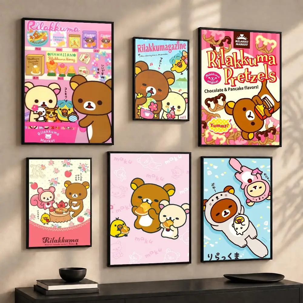Cute Cartoon R-Rilakkuma Painting Calligraphy Canvas HD Poster Print Wall Art High Quality for Living Room Home Decor